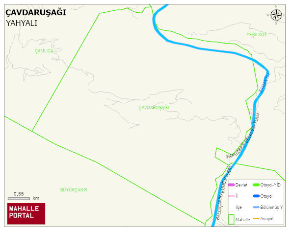 ÇAVDARUŞAĞI Mahallesi Haritası | Dağlar, Ovalar ve Akarsu Bilgileri