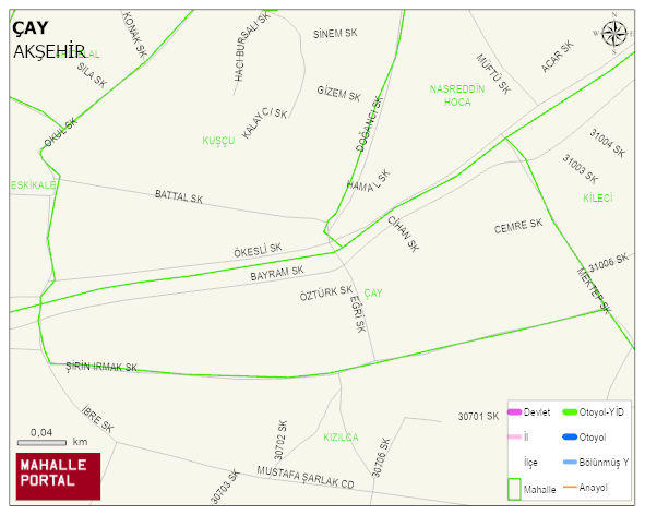 ÇAY Mahallesi Haritası | İnteraktif Köy ve Mahalle Sınırları