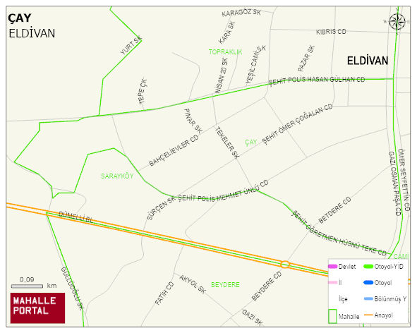 ÇAY Mahallesi Haritası | Mahalle ve Köy Sınırı