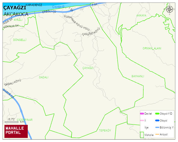ÇAYAĞZI Köyü Haritası | Sayısal Bölge Görünümü