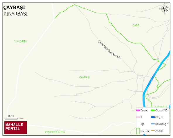 ÇAYBAŞI Mahallesi Haritası | Dağlar, Ovalar ve Akarsu Bilgileri