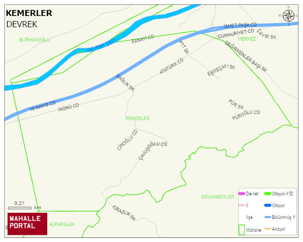 ÇAYDEĞİRMENİ BELDESİ KEMERLER Mahallesi Haritası | Coğrafi Yapı ve Detaylı Haritası