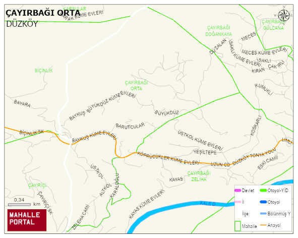 ÇAYIRBAĞI ORTA Mahallesi Haritası | Dağlar, Ovalar ve Akarsu Bilgileri