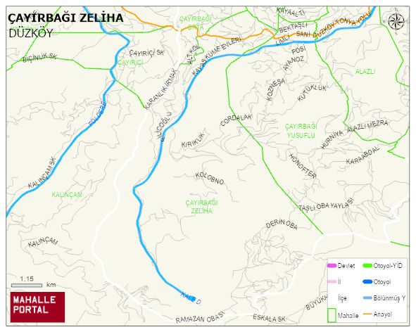 ÇAYIRBAĞI ZELİHA Mahallesi Haritası | Yükselti ve Doğa Özellikleri