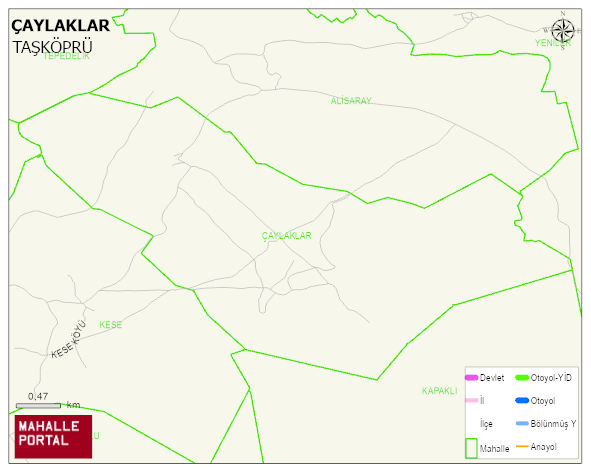 ÇAYLAKLAR Köyü Haritası | İnteraktif Köy ve Mahalle Sınırları