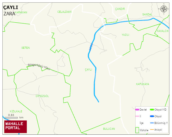 ÇAYLI Köyü Haritası | Yükselti ve Doğa Özellikleri