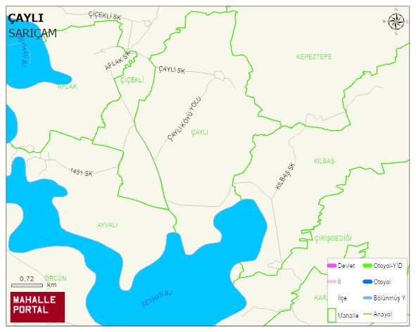 ÇAYLI Mahallesi Haritası | Dağlar, Ovalar ve Akarsu Bilgileri
