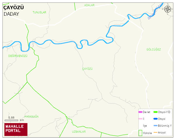 ÇAYÖZÜ Köyü Haritası | İnteraktif Köy ve Mahalle Sınırları