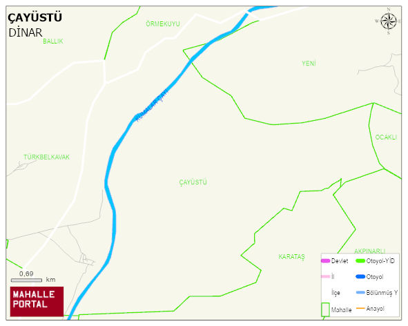 ÇAYÜSTÜ Köyü Haritası | Yükselti ve Doğa Özellikleri