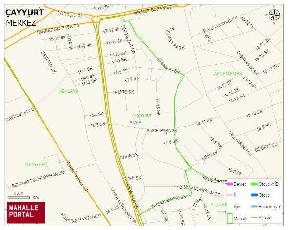 ÇAYYURT Mahallesi Haritası | Yükselti ve Doğa Özellikleri