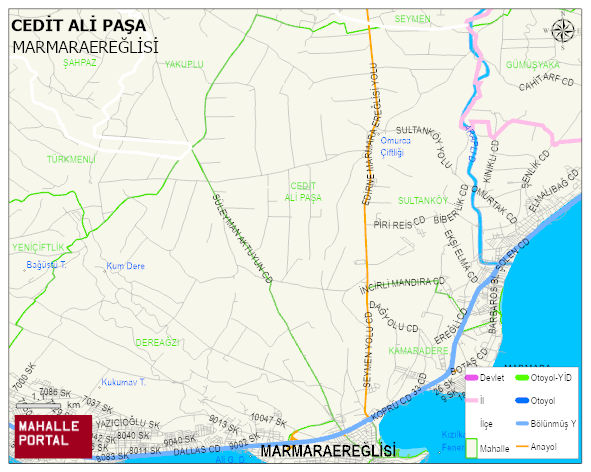 CEDİT ALİ PAŞA Mahallesi Haritası | Mahalle ve Köy Sınırı