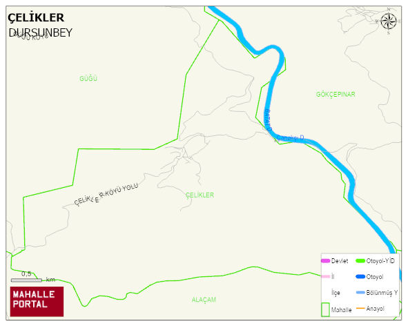 ÇELİKLER Mahallesi Haritası | Mahalle ve Köy Sınırı