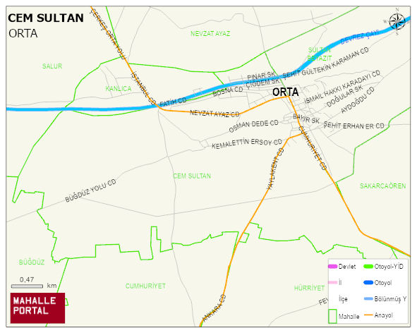CEM SULTAN Mahallesi Haritası | Mahalle ve Köy Sınırı