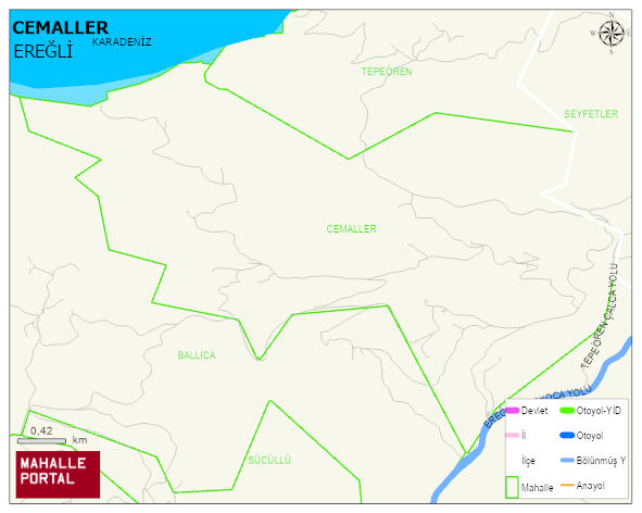 CEMALLER Köyü Haritası | Yükselti ve Doğa Özellikleri