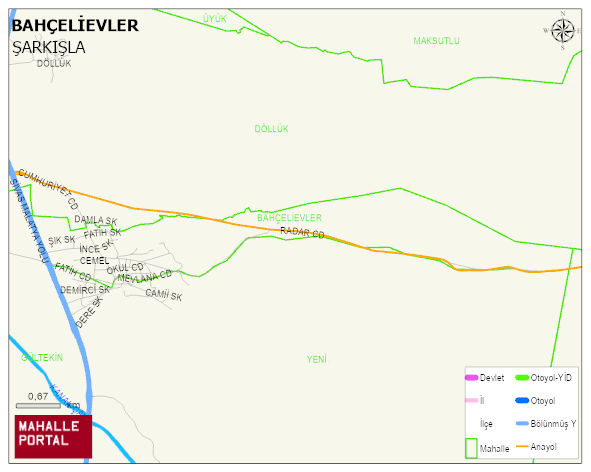 CEMEL BELDESİ BAHÇELİEVLER Mahallesi Haritası | Mahalle Sokak Haritası