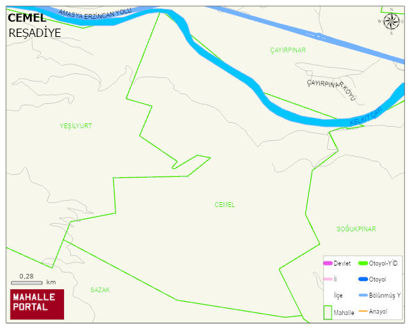 CEMEL Köyü Haritası | Dağlar, Ovalar ve Akarsu Bilgileri