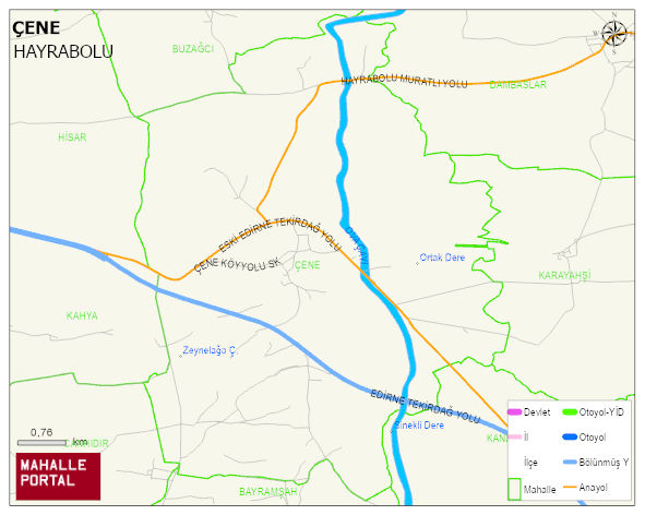 ÇENE Mahallesi Haritası | Detaylı Köy ve Mahalle Görünümü