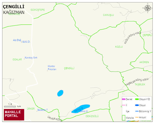ÇENGİLLİ Köyü Haritası | Yükselti ve Doğa Özellikleri