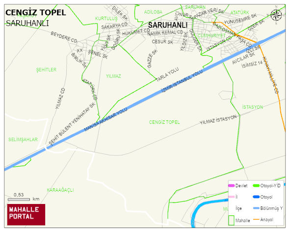 CENGİZ TOPEL Mahallesi Haritası | Yükselti ve Doğa Özellikleri