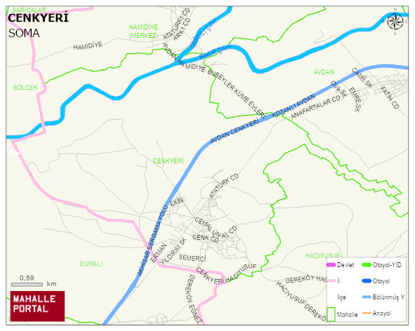 CENKYERİ Mahallesi Haritası | Coğrafi Yapı ve Detaylı Haritası