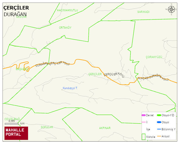 ÇERÇİLER Köyü Haritası | Dağlar, Ovalar ve Akarsu Bilgileri