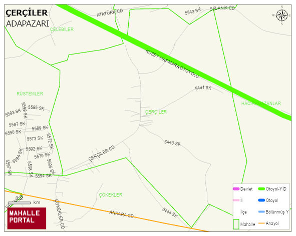 ÇERÇİLER Mahallesi Haritası | Detaylı Köy ve Mahalle Görünümü