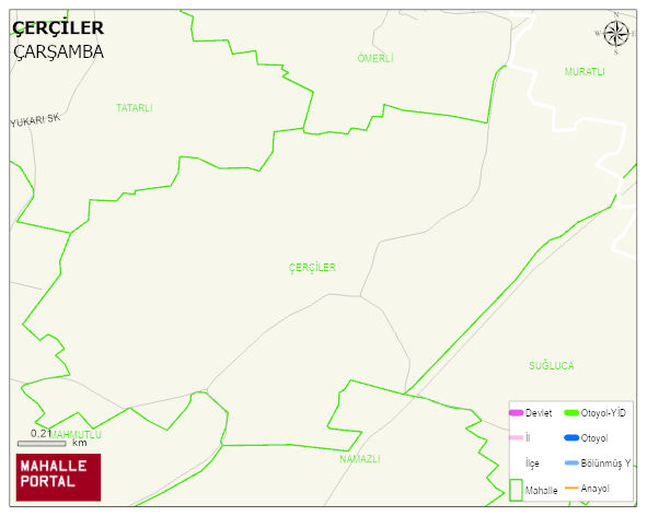 ÇERÇİLER Mahallesi Haritası | Mahalle ve Köy Sınırı