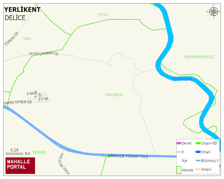 ÇERİKLİ BELDESİ YERLİKENT Mahallesi Haritası | İnteraktif Köy ve Mahalle Sınırları