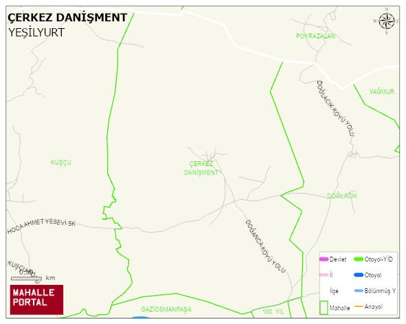 ÇERKEZ DANİŞMENT Köyü Haritası | Coğrafi Yapı ve Detaylı Haritası