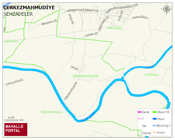 ÇERKEZMAHMUDİYE Mahallesi Haritası | Uydu Görüntüsü ve Harita Detayları