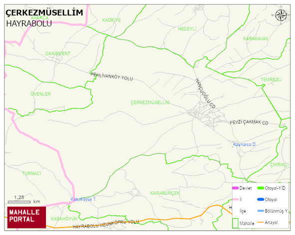 ÇERKEZMÜSELLİM Mahallesi Haritası | İnteraktif Köy ve Mahalle Sınırları