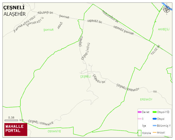 ÇEŞNELİ Mahallesi Haritası | Yükselti ve Doğa Özellikleri