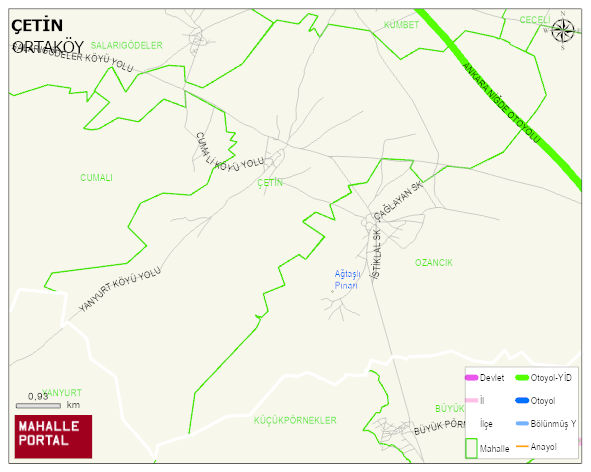ÇETİN Köyü Haritası | İnteraktif Köy ve Mahalle Sınırları
