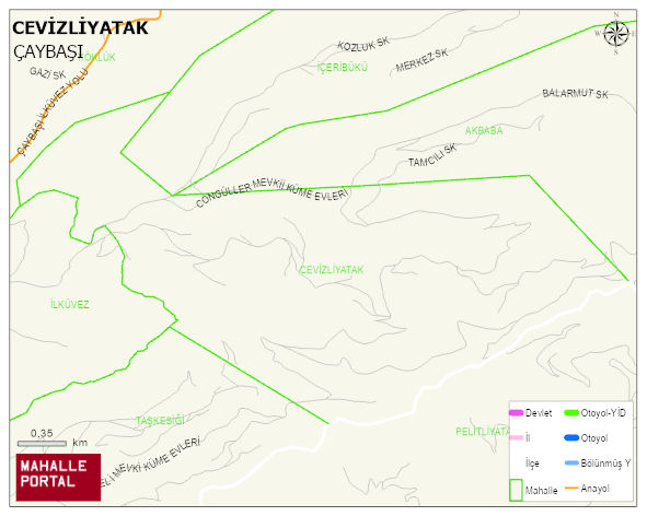 CEVİZLİYATAK Mahallesi Haritası | İnteraktif Köy ve Mahalle Sınırları