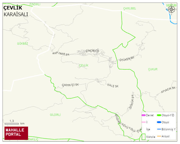 ÇEVLİK Mahallesi Haritası | Yükselti ve Doğa Özellikleri