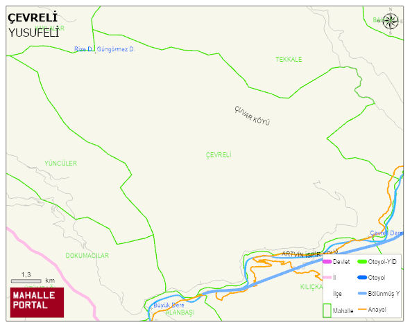 ÇEVRELİ Köyü Haritası | Yükselti ve Doğa Özellikleri