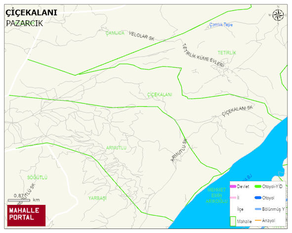 ÇİÇEKALANI Mahallesi Haritası | İnteraktif Köy ve Mahalle Sınırları