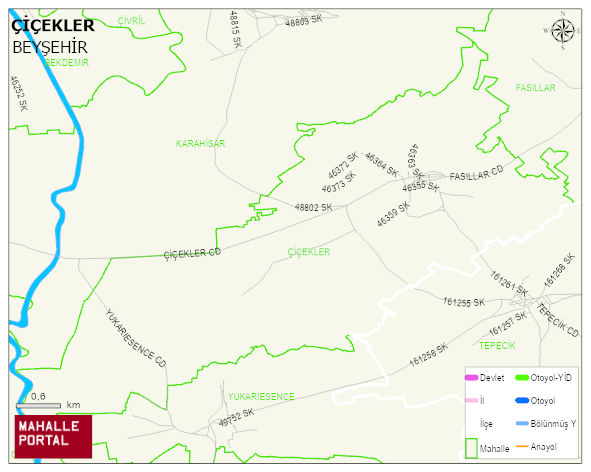 ÇİÇEKLER Mahallesi Haritası | Dağlar, Ovalar ve Akarsu Bilgileri