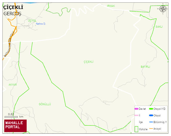 ÇİÇEKLİ Köyü Haritası | Mahalle ve Köy Sınırı