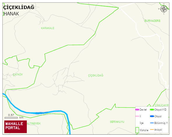 ÇİÇEKLİDAĞ Köyü Haritası | Sayısal Bölge Görünümü