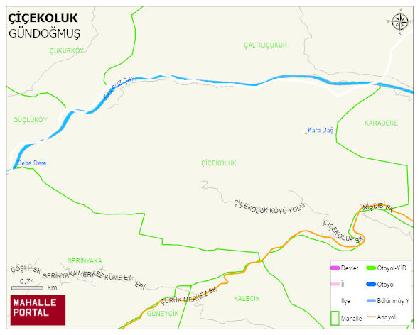 ÇİÇEKOLUK Mahallesi Haritası | Coğrafi Yapı ve Detaylı Haritası