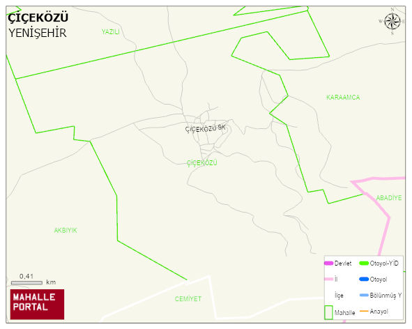 ÇİÇEKÖZÜ Mahallesi Haritası | Yükselti ve Doğa Özellikleri