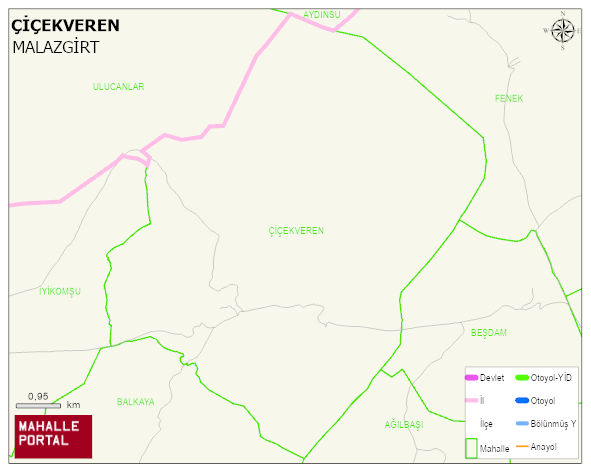 ÇİÇEKVEREN Köyü Haritası | Yükselti ve Doğa Özellikleri