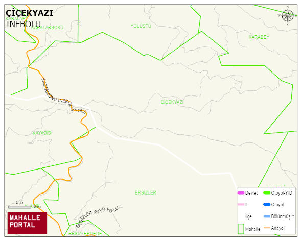 ÇİÇEKYAZI Köyü Haritası | İnteraktif Köy ve Mahalle Sınırları
