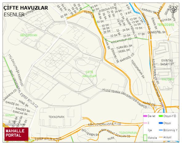 ÇİFTE HAVUZLAR Mahallesi Haritası | Yükselti ve Doğa Özellikleri