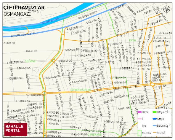 ÇİFTEHAVUZLAR Mahallesi Haritası | İnteraktif Köy ve Mahalle Sınırları