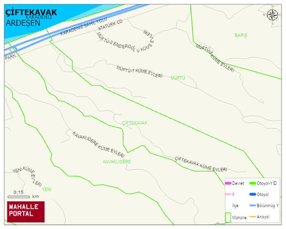 ÇİFTEKAVAK Mahallesi Haritası | Mahalle ve Köy Sınırı