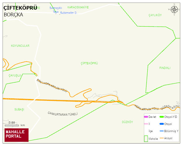 ÇİFTEKÖPRÜ Köyü Haritası | Dağlar, Ovalar ve Akarsu Bilgileri