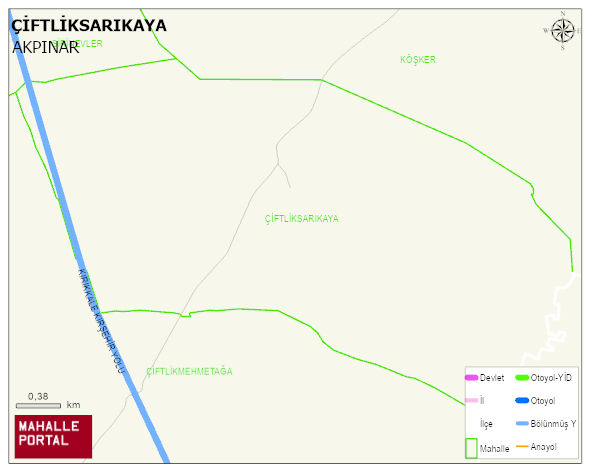 ÇİFTLİKSARIKAYA Köyü Haritası | Mahalle ve Köy Sınırı