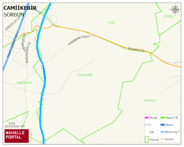 ÇİĞDEMLİ BELDESİ CAMİİKEBİR Mahallesi Haritası | Mahalle ve Köy Sınırı